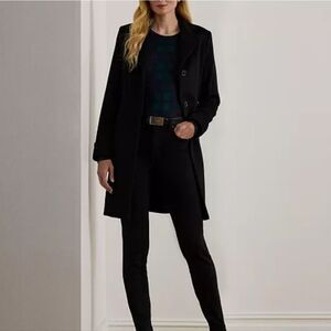Lauren Ralph Lauren Black Wool Blend Overcoat Coat Size 2 NEW Style 25397